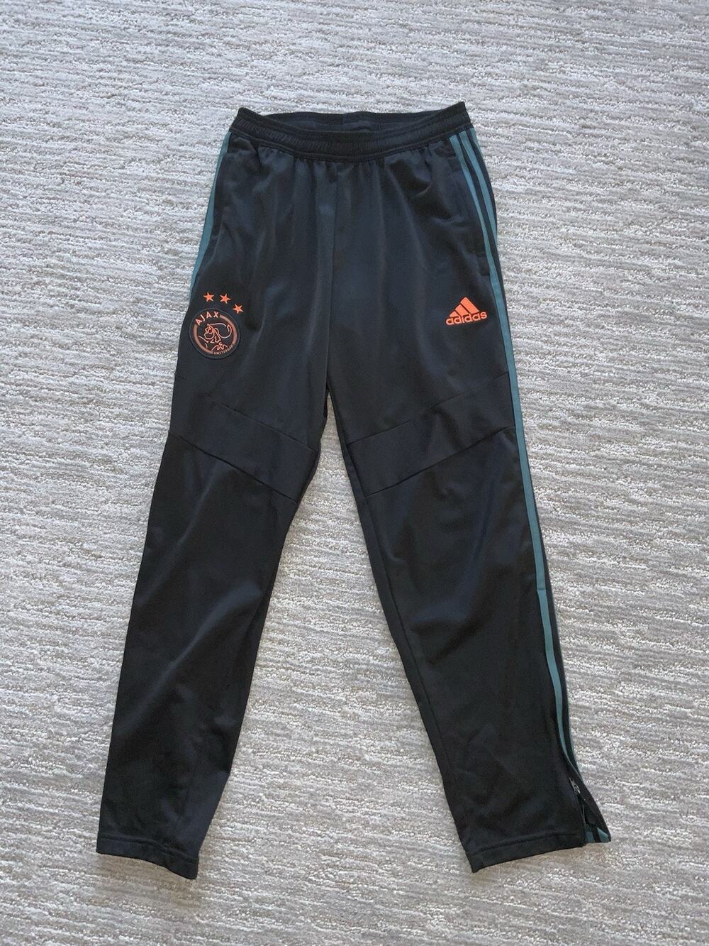 Adidas Ajax Amsterdam rare black track pants with Green stripes